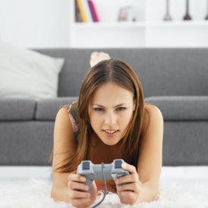chick playing video games